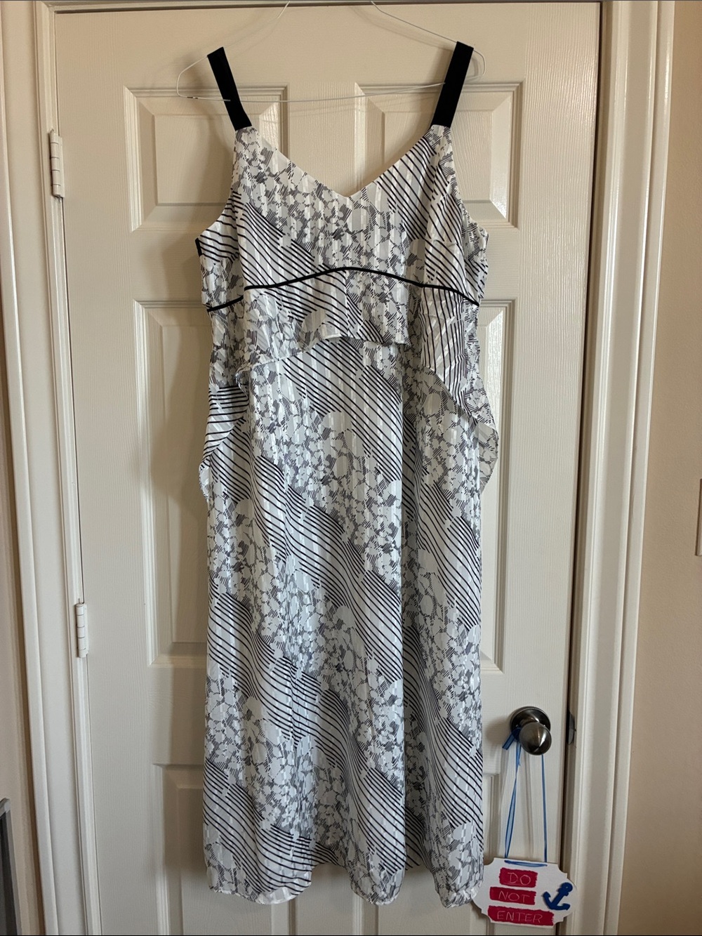 CAbi 6617 Glide Dress Black and White Striped Slip Dress NWOT